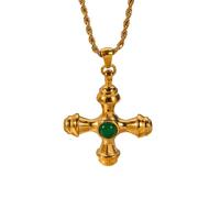KONFEN Frauen Kreuz Anhänger Halskette, Legierung Kette Perlen Kreuz Halskette, Vintage Doppelkreuz-Anhänger mit Strass, Schmuck Geschenke für Mädchen Frauen(4 Style, Gold/Silber)