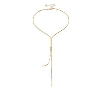 KONFEN Frauen lange Y-Halsketten, elegante Deep-V lange Quaste Halskette für Party-Kleid, einfache gekreuzte Titan Stahl Schlange flache Kette, Schmuck Geschenke für Liebhaber (2 Style, Gold/Silber)