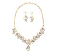 KONFEN Frauen Schmuck-Sets, Schmuck Funkelnden Kubischen Zweig Verstellbare Kette Blatt Ohrring Schmuck-Sets, Geburtstag Hochzeiten Geschenke Kostüm-Accessoires 2 PCS, Weiß