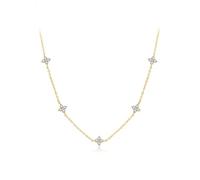 KONFEN Halskette Damen, 18K Vergoldete Kette Gold, Verstellbare, Raffinierte Kleeblatt Kette Mit Funkelnden Zirkonia-Steinen, Elegante Schmuck Jewelry Geschenk Für Frauen Damen