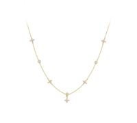 KONFEN Halskette Damen, 18K Vergoldete Kette Gold, Verstellbare, Raffinierte Kleeblatt Kette Mit Funkelnden Zirkonia-Steinen, Mit Kleinem Anhänger, Elegante Schmuck Jewelry Geschenk Für Frauen Damen