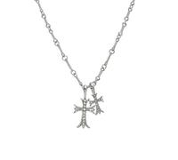 KONFEN Herren Kreuz Halskette, Kreuz Anhänger Halskette mit Kette, Strass Christentum Schmuck für Mann/Frau, Geschenk für Geburtstag/Weihnachten/Ostern/Danksagung, Silber, Titanium Stahl + Legierung