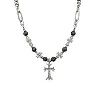 KONFEN Herren Kreuz Halskette, Kreuz Anhänger Halskette mit Kette, Strass Christentum Schmuck für Mann/Frau, Geschenk für Geburtstag/Weihnachten/Ostern/Danksagung, Silber, Titanium Stahl + Legierung