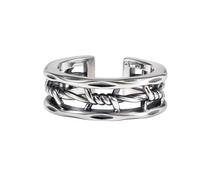 KONFEN Herren Ring Öffnung Verstellbarer, Durchbrochenes Zopfmuster Wikinger Offene Retro Punk Hip Hop Gothic Schmuck Unisex Vintage, Geburtstag/Weihnachten Geschenk für Männer Jungen Damen