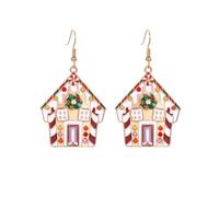 KONFEN Hoop Ohrstecker für Frauen, Legierung Baumeln Ohrringe mit Bunten Verschneiten Haus Muster Glücksschmuck für Damen Mädchen, Piercing Ohrringe Knorpel Geburtstag Neujahr Weihnachten Geschenke