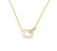 KONFEN Kette Damen Halskette, Schmuck Halsketten Anhänger Doppelring mit Acryl und Cubic Zirkonia für Frauen, Halsketten Verstellbare Länge Geburtstag für Mädchen, Gold