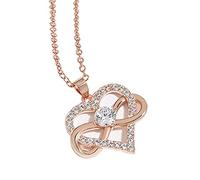 KONFEN Kette Damen Infinity Herz, Rosegold Halskette Y Kette, Herzkette Unendlich Kette Anhänger Infinity Halsketten Strass, Schmuck Geschenke für Mädchen Frauen Frau Valentinstag Jubiläum Geburtstag