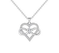 KONFEN Kette Damen Infinity Herz, Silber Halskette Y Kette, Herzkette Unendlich Kette Anhänger Infinity Halsketten Strass, Schmuck Geschenke für Mädchen Frauen Frau Valentinstag Jubiläum Geburtstag