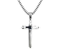 KONFEN Kette Herren Damen mit Anhänger, 20" Kreuz Halskette Kettenanhänger aus 304 Edelstahl für Männer 50cm, Wikinger Edelstahlkette Kruzifix Necklace Pendant Men Ketten Kreuzanhänger (Silber)