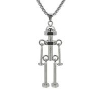 KONFEN Kette Herren Damen mit Anhänger, Schrauber Halskette Wikinger Kette aus Edelstahl für Männer 70cm, Kettenanhänger Edelstahlkette Necklace Pendant Men Ketten Chain Schmuck für Hip Hop Punk
