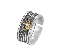 KONFEN Krone Herren Ring, Wikinger Verstellbare Geschnitzte Ringe für Männer Ring, Vintage Hip Pop Offene Herr Rings Gothic Punk Classic Unique Texture Daumenring Fidget Herrenschmuck, Silber