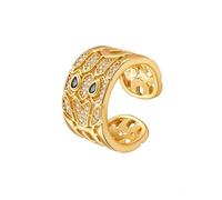KONFEN Öffnungsring Damen 18k Gold Plated Verstellbarer, Glänzend Zirkonia Ring in durchbrochener Design Metallischer Valentinstag Hochzeit Schmuck geschenk luxus modischer, Gold