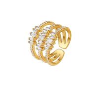 KONFEN Öffnungsring Damen 18k Gold Plated Verstellbarer, Glänzend Zirkonia Ring in Spitzen Design Metallischer Valentinstag Hochzeit Schmuck geschenk luxus modischer, Gold
