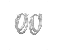 KONFEN Ohrringe Creolen Damen, Glänzend Zirkonia Unregelmäßige Doppel Creolen Ohrring, Hypoallergene Ohrschmuck Mehrfach Piercing für Helix Tragus Ohrknorpel Stapelbar Modeohrringe Schmuck, Silber