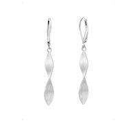 KONFEN Ohrringe Damen Lange Hänger, Irreguläres Twist Blatt Design, Dangle Verdrehte Spirale Dangle Pendents Elegante Hängend Matt Ohrschmuck Hypoallergene Piercing Modeohrringe Schmuck, Silber