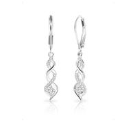 KONFEN Ohrringe Damen Lange Hänger, Zirkonia Irreguläres Ruban Design, Dangle Verdrehte Spirale Dangle Pendents Elegante Hängend Polierte Ohrschmuck Hypoallergene Piercing Modeohrringe Schmuck Silber