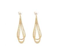 KONFEN Ohrringe Hängend Silber 925, Ohringen Gold mit Zirkonia für Damen, Quasten Hängeohrringe Goldohrring Ohrhänger Long Earrings Hypoallergen Geometric Ohrmuschel Schmuck für Mädchen