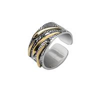 KONFEN Ring Verstellbar Silber Herren, Fidget Ring Offen Sternschnuppe Ringe Men Zeigefinger Verstellbare, Fußringe Zweifingerring Vintage Retro Modeschmuck für Männer Herr Man