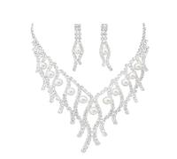 KONFEN Schmuckset Damen Halskette Ohrringe Set, Strass Kunstperlen Hochzeit Brautschmuck Set für Frauen Braut, Geschenk für Freundin Ehefrau Brautjungfer