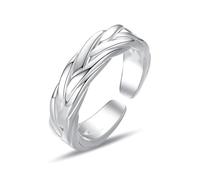 KONFEN Verschlungene Kette Herren Ring, Wikinger Verstellbare Geschnitzte Ringe für Männer Hypoallergenes Hochglanzpolierte Oberfläche, Vintage Hip Pop Gothic Punk Klassischer Herrenschmuck, Silber