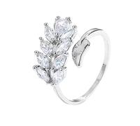 KONFEN Verstellbar Offener Ringe, Blatt Silber Ring Damen Zirkonia, Daumenring Modeschmuck Ringe Zeigefinger Ring Fußringe, Retro Minimalismus Trendsymbol Schmuck Geschenke für Damen