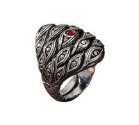 KONFEN Verstellbare geschnitzte Ringe für Herren, Vintage Hip Pop Offene Ringe, Gothic Punk Classic Vintage Kätzchen, Eule, Teufelsauge, Glücksbringer Herrenschmuck, Silber, Legierung