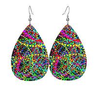 Konfetti-Ohrringe aus Kunstleder in Tropfenform für Teenager, Mädchen, Frauen, baumelnde Ohrringe, Geschenk, Einheitsgröße, Polyurethan