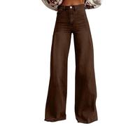 KONG JIMFAN Baggy Jeans Damen,Hohe Taille Weites Bein Jeanshosen 2025 Sommer Pants Washed Blue Vintage Denimjeans Boyfriend Schlaghose mit Taschen Halarajeans Freizeithose Y2k Streetwear