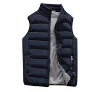 KONG JIMFAN Black Friday 2024 Herren Steppweste Baumwolle Bequeme Weste Herren Mit Stehkragen Softshell Jack Übergangsweste Outdoor Jacke Taschen Ärmellos Jacke Daunenweste(Dunkelblau,4XL)