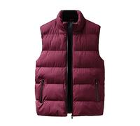 KONG JIMFAN Black Friday Angebote Herren Steppweste Bequem Herren Weste Stehkragen Sportwesten Outdoor Jacke Übergangs Daunenweste Taschen Ärmellos Jacke Daunenweste(Rot,XL)