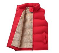 KONG JIMFAN Black Friday Angebote Steppweste Herren Bequem Herren Weste Stehkragen Outdoorweste Outdoor Jacke Übergangs Daunenweste Taschen Ärmellos Jacke Daunenweste(Rot,3XL)
