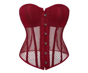 KONG JIMFAN Bustier Korsett Damen Tops Faschingskostüme Satin Floral Corsage Bustiers Gothic Corsette Mittelalterliche Schnürbrust Elegant Overbust Bodyshaper Dessous Taillenmieder Cincher(#D Red,L)