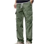 KONG JIMFAN Cargohose Herren,Jogginghose Lang Tasche Hosen Leichte Cargohose Loose Fit Stretch Arbeitshose Atmungsaktiv Wanderhose Outdoor Lässig Sweathose Casual Trainingshosen Männer(Armeegrün,XL)
