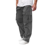 KONG JIMFAN Cargohose Herren,Weite Jogginghose Pocket Hose Übergrößen Cargohose Baggy Komfortabel Arbeitshosen Atmungsaktiv Wanderhose Casual Sweat Pants Leicht Trainingshosen Männer(Dunkelgrau,M)