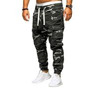KONG JIMFAN Chino Hose Herren Baggy Pants Yoga Arbeitshosen Männer Men Hose Herren Slim Fit Survêtement Homme Seersucker Hose Herren Hosen Für Männer Mit Fashion Pled Loos(Schwarz,L)