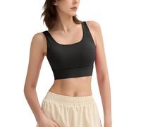 KONG JIMFAN Damen Tank Top Mit Integriertem Bh Unterhemden Crop Tops Mit Verstellbarer Schultergurt Basic Cami Shirt Bh Hemd Sommer Kleidung Für Damen Y2k Top Pieces Damen(Schwarz,XXL)