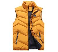 KONG JIMFAN Deal Steppweste Herren Weich Und Bequem Herren Weste Stehkragen Fleeceweste Outdoor Jacke Übergangsweste Taschen Ärmellos Jacke Daunenweste(Gelb,4XL)
