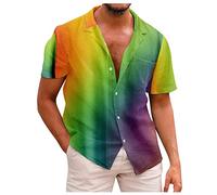 KONG JIMFAN Hawaiihemd Herren Collection Kurzärmliges Leinenhemd Übergrößen Hemd Herren Kurzarm Kurzarmhemd Freizeit Unterhemd Herren(#4 Green,4XL)