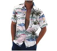 KONG JIMFAN Hemd Herren Hawaii Hemd Hawaii Hemd Tshirt Herren Hemd Leinen Herren Laufshirt Herren Mittelalter Kleidung Herren Unterhemden Herren Leinenhemd Schwarz Herren(Wassermelonenrot,3XL)