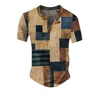 KONG JIMFAN Henley Hemd Herren Shirt Herren Lustig Weinrotes Hemd Herren T Shirt Henley Tshirt Herren Trainingsjacke Herren Retro Tshirt Weihnachten Herren T-Shirt Orange(#7 Khaki,M)