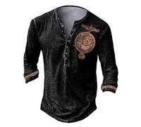 KONG JIMFAN Henley Hemd Herren Silvester Tshirt Trachtenhemd Weiß Herren Henley Shirt Herren Herren Weihnachtspullover Strand Hemd Herren Top Glitzer T-Shirt Knopfleiste Herren(#3 Brown,4XL)