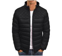 KONG JIMFAN Herren Dünne Jacke Thermojacke Herren Hemd Weiß Herren Jacken T Shirt Bedrucken Kenough Hoodie Winterjacke Herren Winterjacken Männer Baumwollhemd Übergangsjacke Herrn(Schwarz,L)