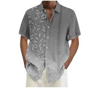 KONG JIMFAN Herren Hawaiihemd Jeanshemd Mittelalter Kleidung Herren Ringelshirt Rot Weiss Karneval Weißes Kurzarmhemd Herren AFD T-Shirt Leinen Flanellhemd Herren Hemd(#1 Gray,M)