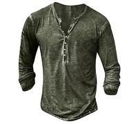 KONG JIMFAN Herren Henley Pullover Personalisiert T Shirt Kostüm Herren Henley Hemd Herren Weihnachtshemd Herren Baumwolle Bodybuilder Shirt Men's T-Shirts Sweatshirt Mit Brusttasche(#2 Green,XXL)