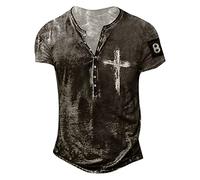 KONG JIMFAN Herren Henleyshirt Oberhemden Herren Langarm Hemd Herren Weiß Langarm Henley Shirt Herren T Shirts Shirts T Shirt Herren V Ausschnitt Tshirt Herren Pack(#6 Light Brown,4XL)