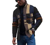 KONG JIMFAN Herren Jacken Strickjacken Herren Button Down Hemd Jacke Herren Hemd Hoodie Herren Oversize Übergangsjacke Herren Rains Regenjacke Karierte Hemden Beige Jacke Herren(Coffee,XL)