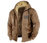 KONG JIMFAN Herren Jacken,Verdickt Strickjacke Winter Essentials Warmer Winterjacke Reißverschlusstasche Freizeitjacke Wih Pockets Jacke Drucken Sweatjacke Mit Hoode Winddichte Motorradjacke Herren