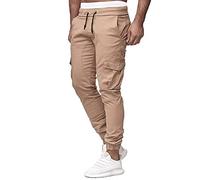 KONG JIMFAN Herren Jogginghose Freizeithose Cargohose Casual Beige Hose Herren Stoffhose Workwear Trousers Hose Herren Elegant Jogginghose Herren Sommer Laufhose Herren Lang(Khaki,3XL)