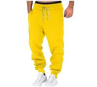 KONG JIMFAN Herren Jogginghose Sweatpants Cargohose Warme Cargo Pants Herren Cargo Hose Gürtel Arbeitshose Trainingsanzug 110 Cargohosen Hose Herren Sommer Leicht Lang(Gelb,3XL