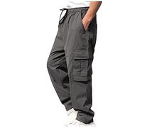 KONG JIMFAN Herren Jogginghosen Chino Hose Cargohose Mit Tasche Jogginghose Schwarz Casual Pantsr Ziehhosen Herren Leggings Sport Jogginghose Herren Extra Lang Strap Hosen(Dunkelgrau,M